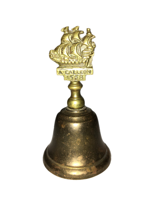 Vintage 1950’s A Galleon 1558 Ship Handle Brass Bell